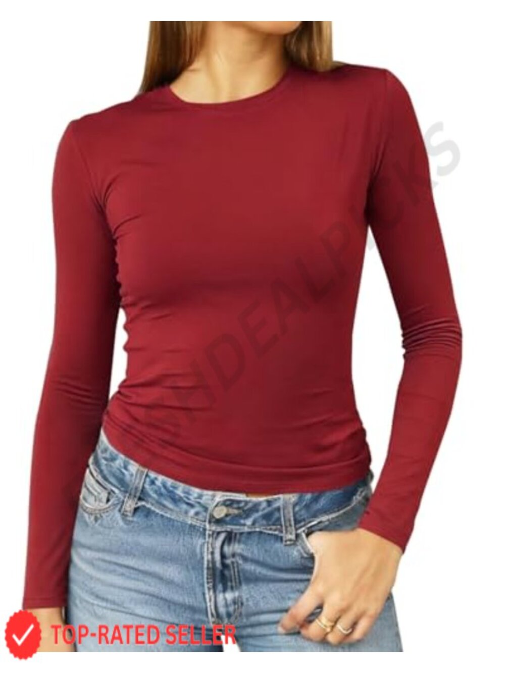 Women's Slim Fit Crewneck Long Sleeve Crop Top Tee